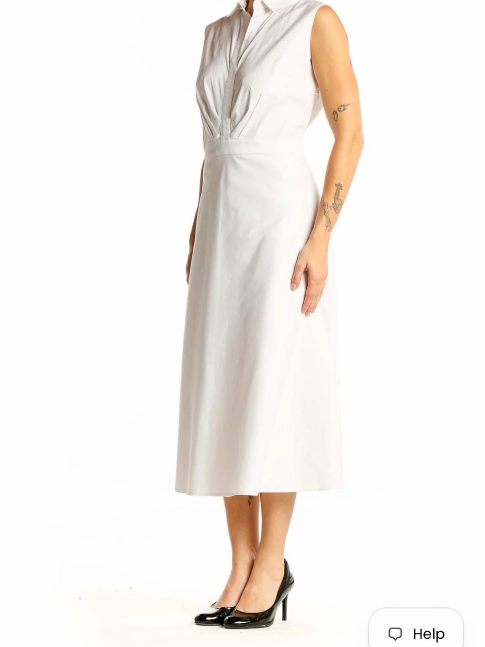 Lafayette 148 New York Sleeveless White Collared Midi Dress Sz 6